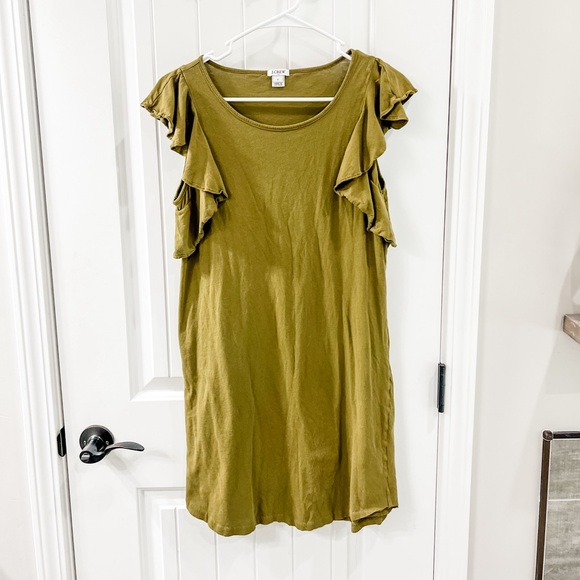 J. Crew Green Sleeveless Ruffle Tshirt Dress Size Small - Picture 1 of 7